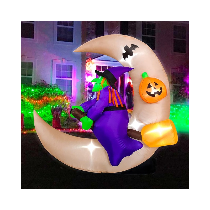 Halloween Witch with Moon Lawn Inflatable 1.5m