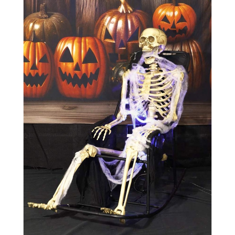 Skeleton On Rocking Chair Animated Decoration 1m