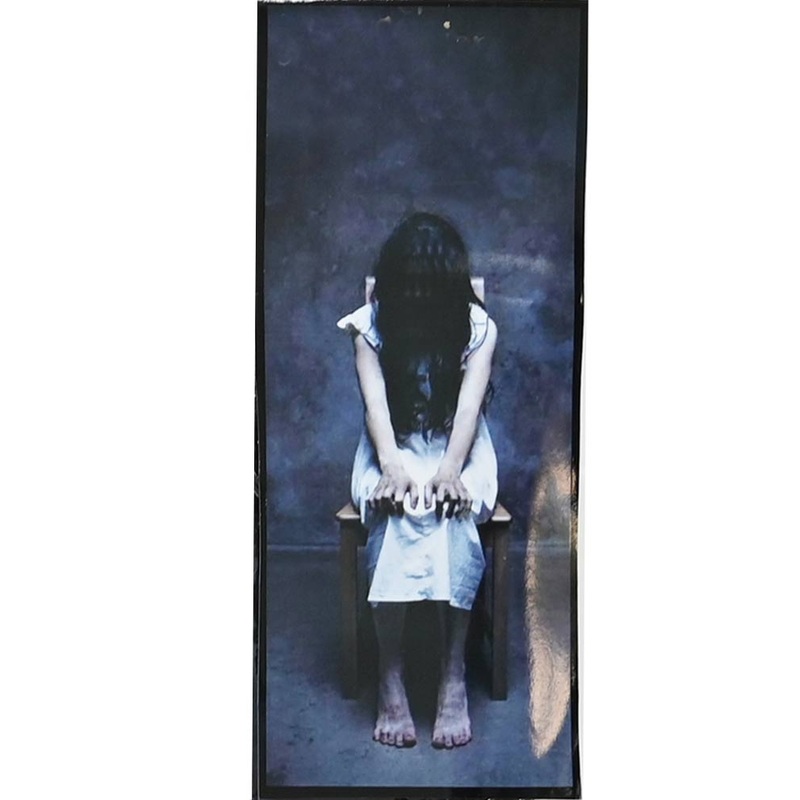 Ghost Girl on Chair Door Halloween Decoration 1.9m