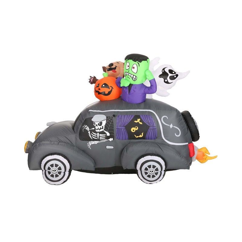 Halloween Ghouls in Hearse Lawn Inflatable 1.8m