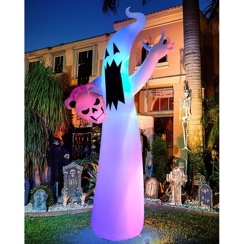 LED Ghost With Skull Halloween Lawn Inflatable 3.6m