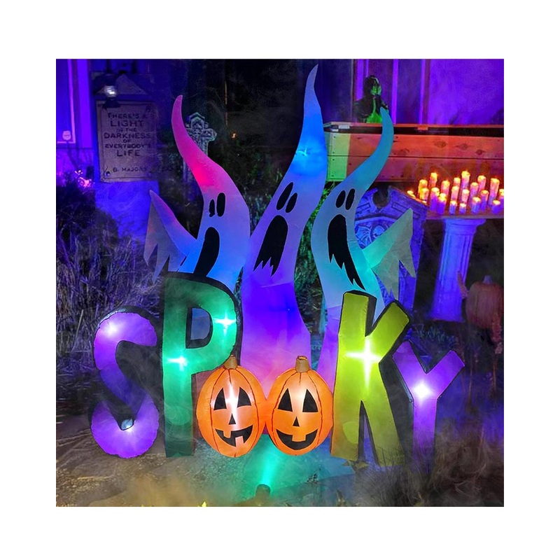 Tall Coloured Spooky with Ghosts Lawn Inflatable 2.4m