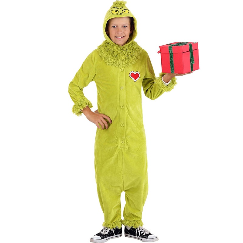 Dr Seuss The Grinch Deluxe Jumpsuit Kids Costume