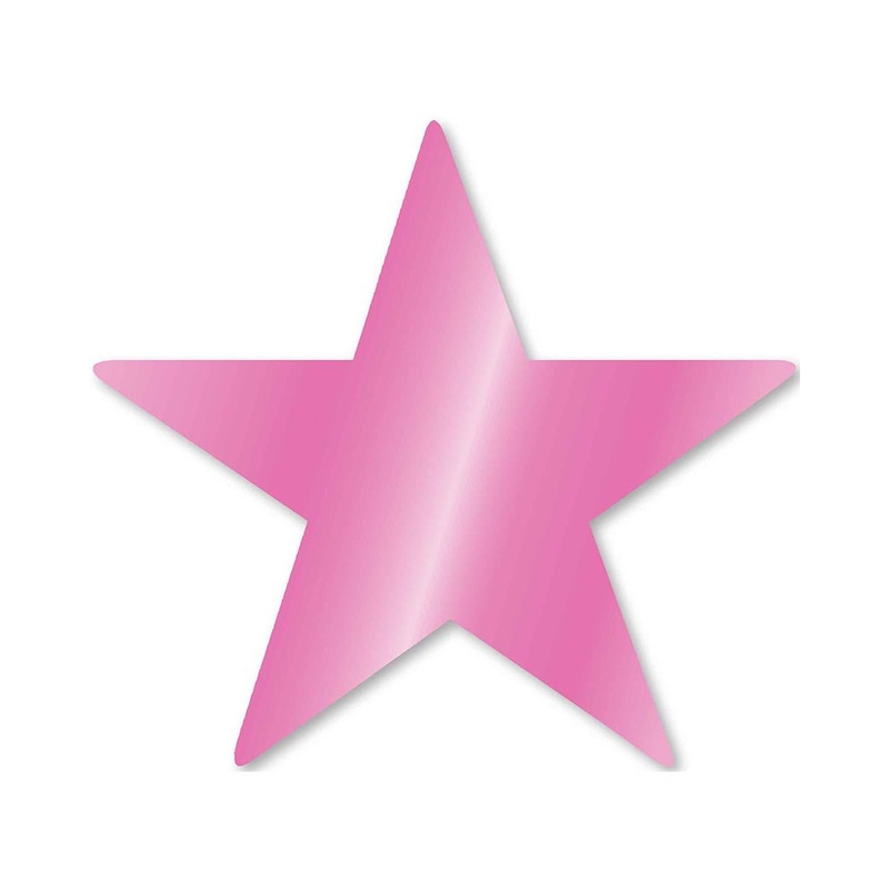 Bright Pink Foil Star Cutouts Pack of 5