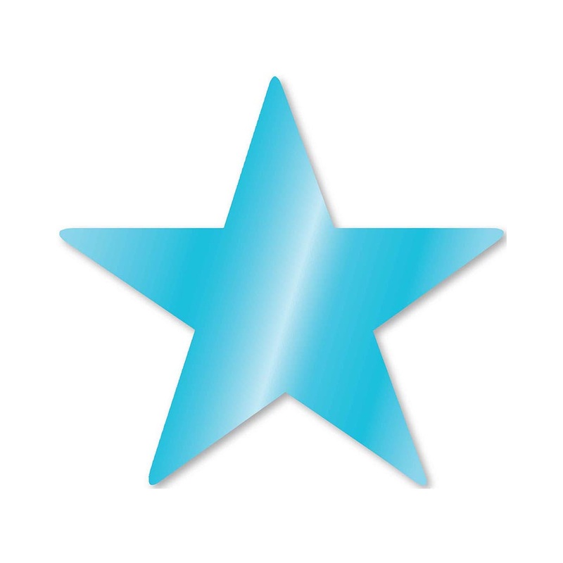 Caribbean Blue Foil Star Cutouts Pack of 5