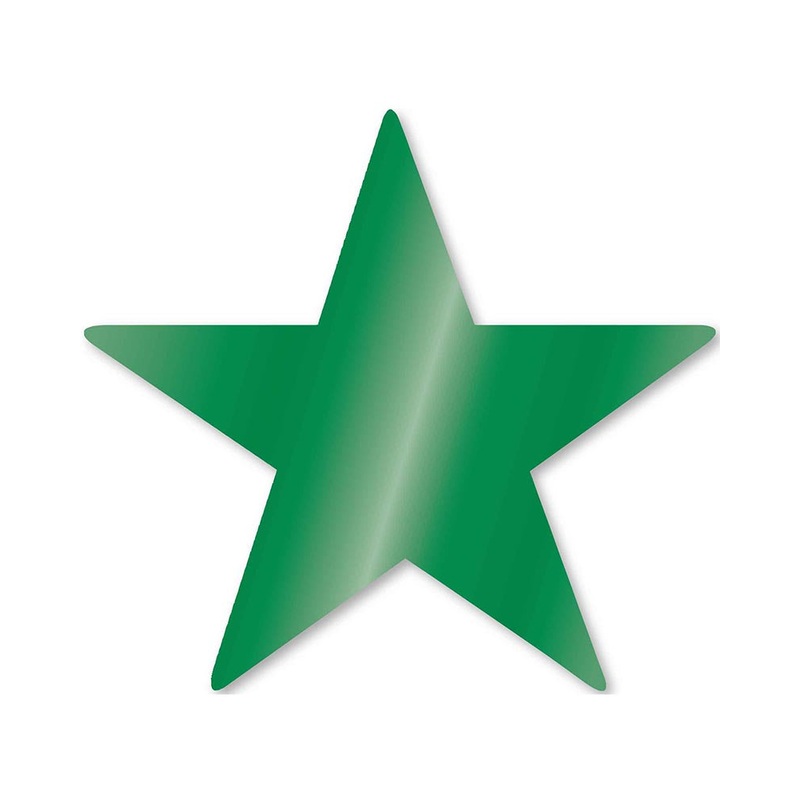 Festive Green Foil Star Cutouts Pack of 5
