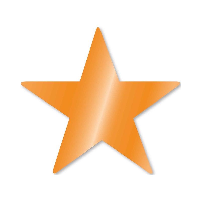 Orange Foil Star Cutouts Pack of 5
