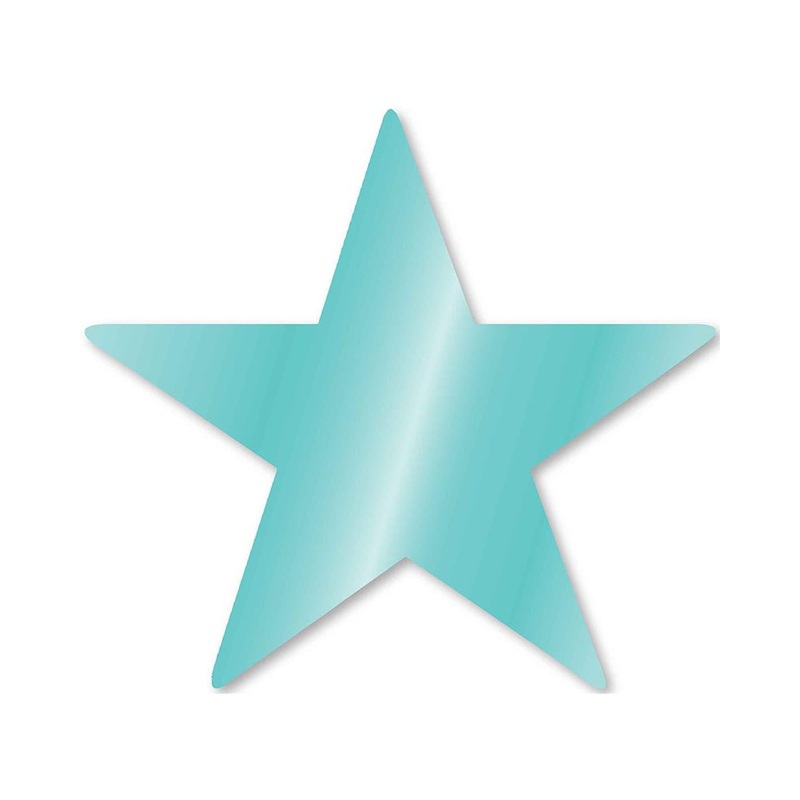 Robins Egg Blue Foil Star Cutouts Pack of 5