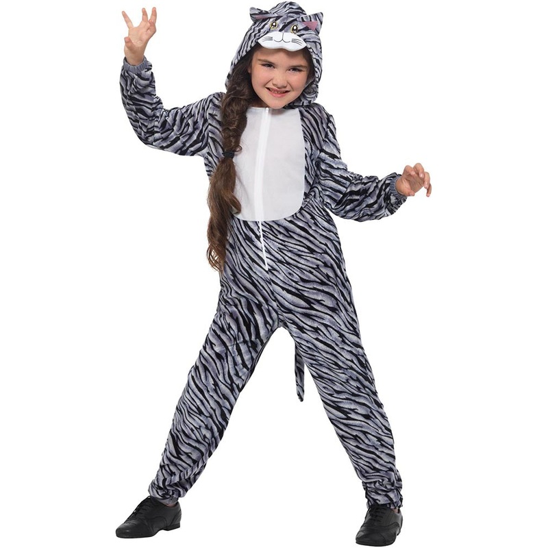 Grey Tabby Cat Kids Costume|Small|Medium|Large