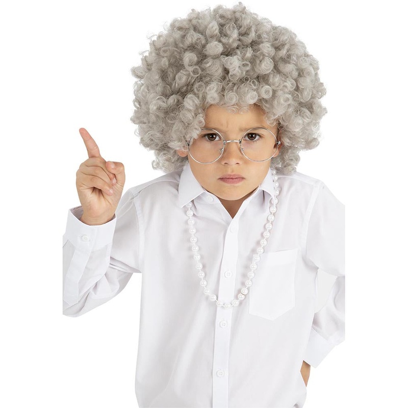 Granny Perm Grey Curly Kids Wig