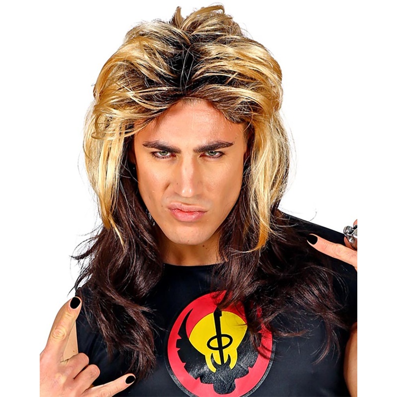 80s Rocker Blonde and Brown Mullet Wig