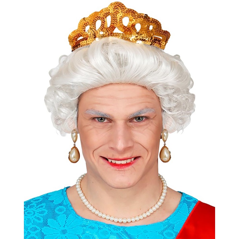 The Queen White Curly Wig