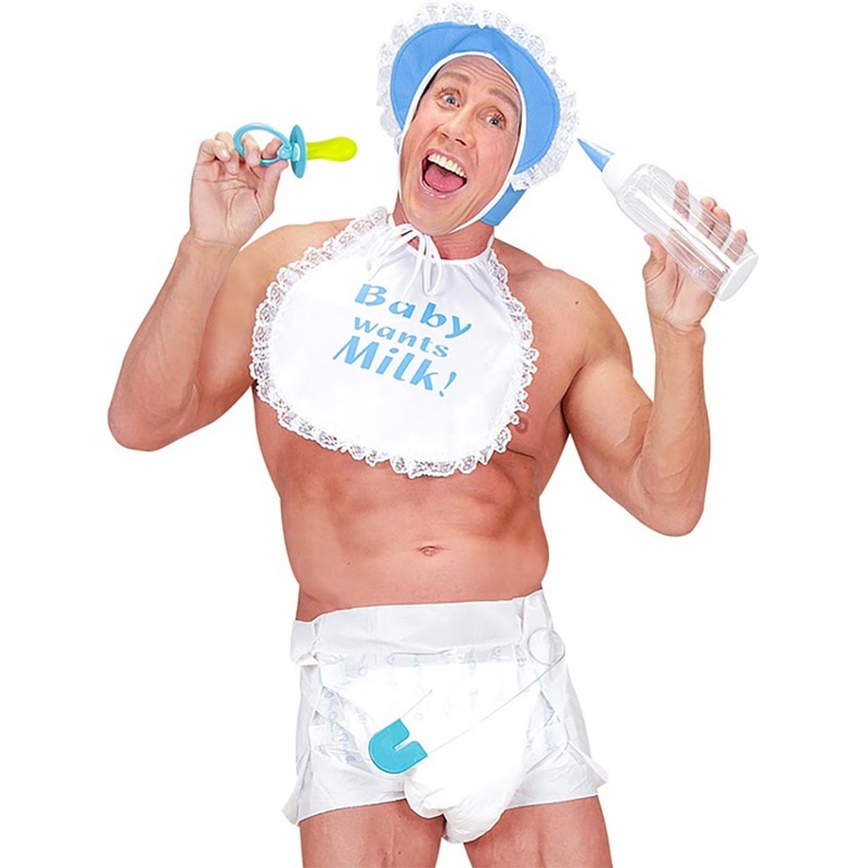 Blue Baby Diaper Pin and Pacifier Adult Set