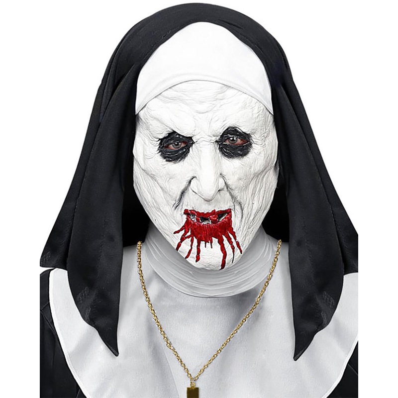 Horror Nun Halloween Mask with Headpiece