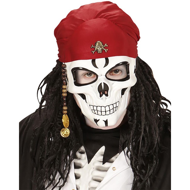 Pirate Skull Half Mask with Bandana