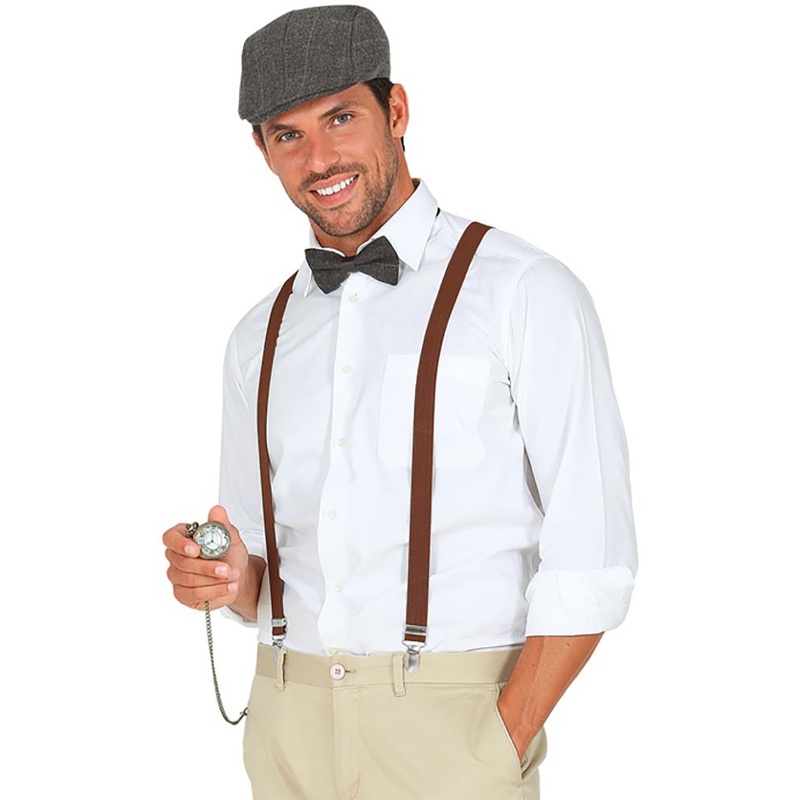 Roaring 20s Hat Braces Bow Tie and Pocket Watch Set