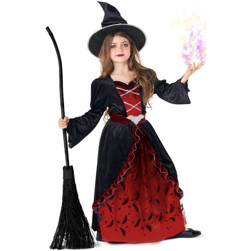 Bat Witch Red Girls Halloween Costume