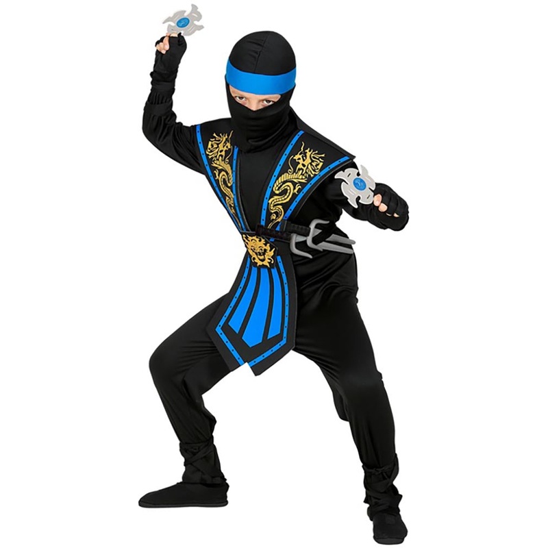 Blue Kombat Ninja with Weapons Boys Halloween Costume