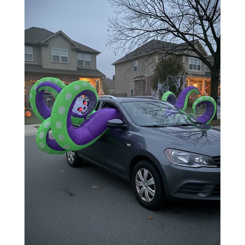 Eight Scary Octopus Tentacles with Skull Halloween Car Inflatable 3.6m (DC PLUG)
