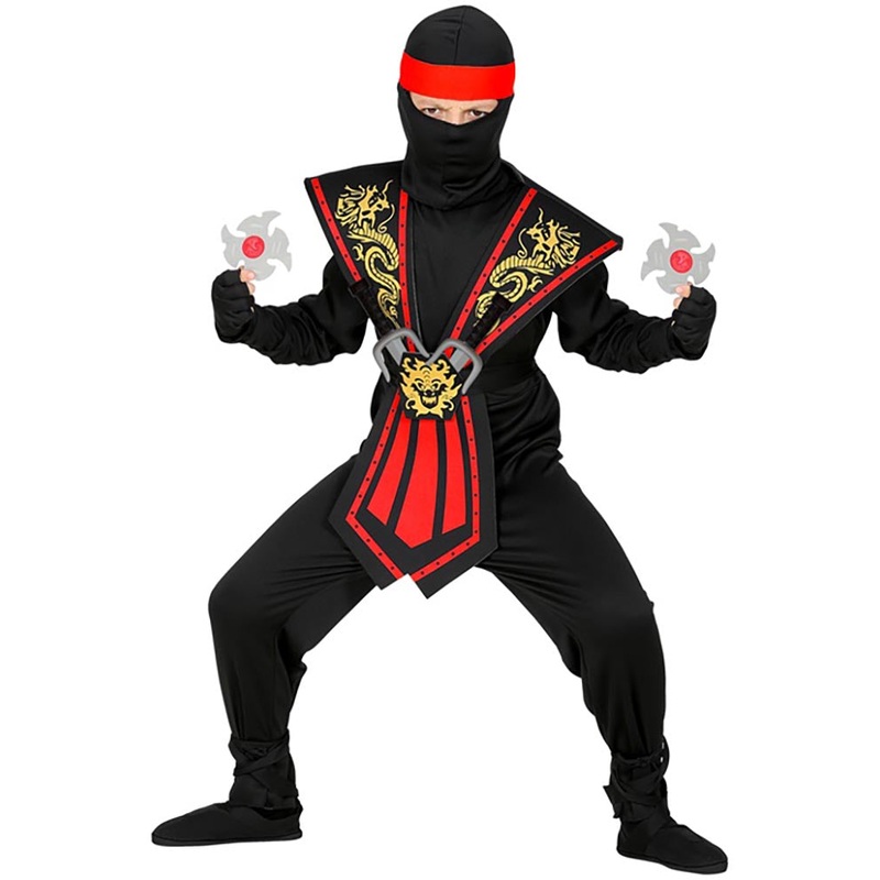 Red Kombat Ninja with Weapons Boys Halloween Costume