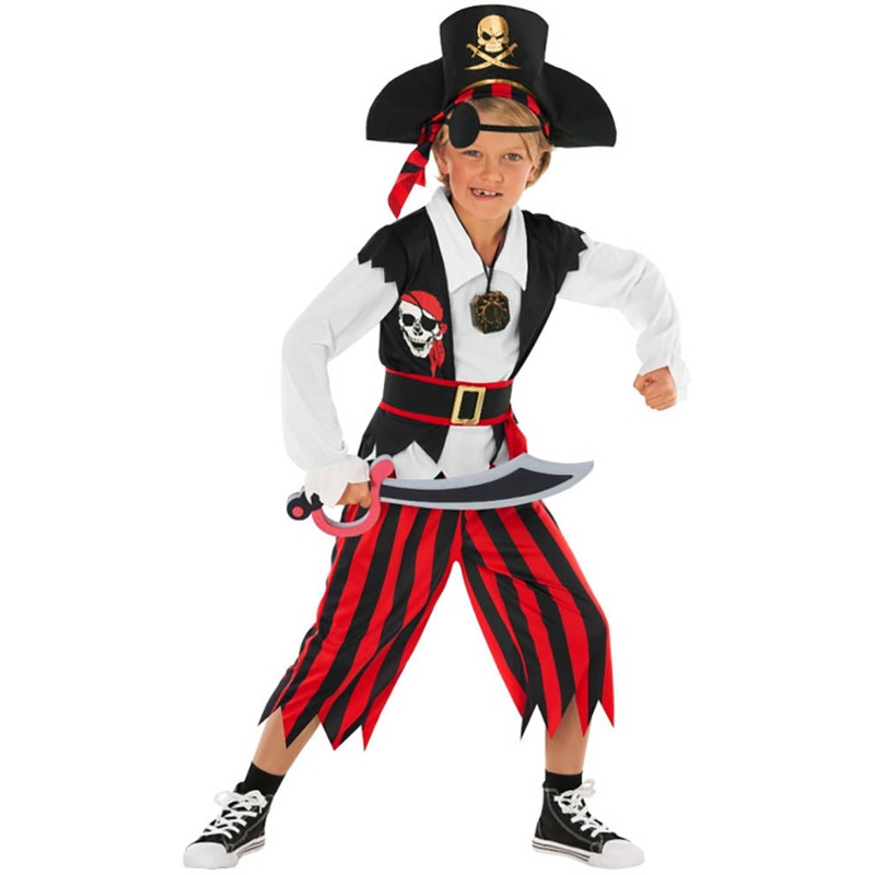 Red Stripe Pirate Boys Costume