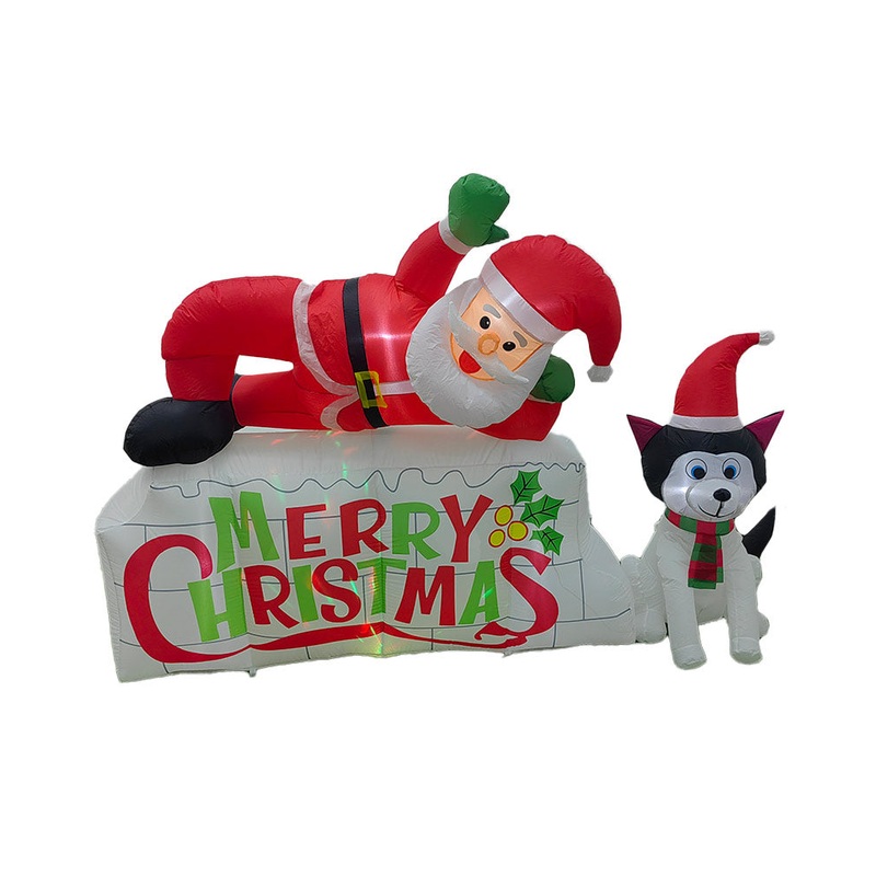 Santa Claus and Puppy Lawn Inflatable 2.4m
