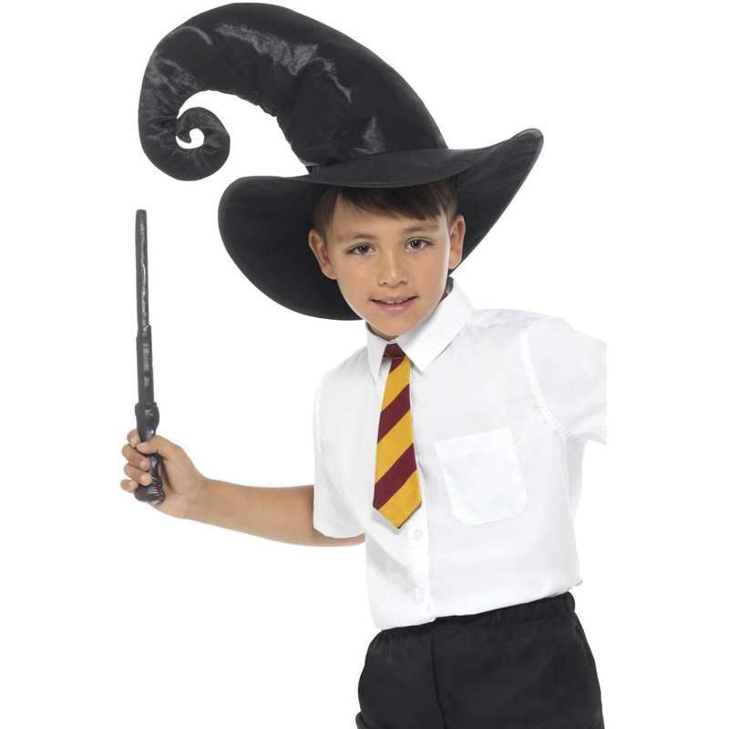 Wizard Hat Tie and Wand Kids Set