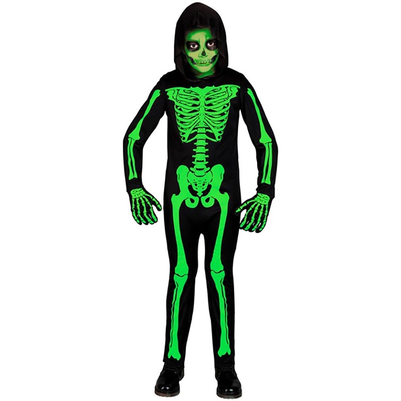 Green Skeleton Hooded Boys Halloween Costume