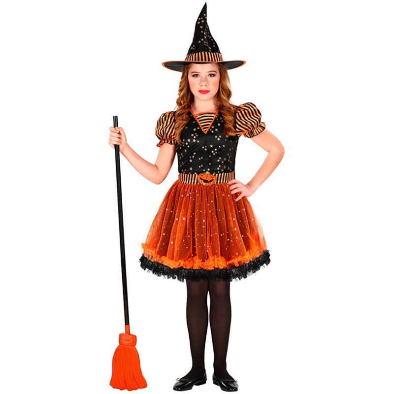 Orange Sparkle Witch Girls Halloween Costume