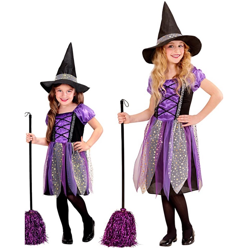 Purple Sparkle Witch Girls Halloween Costume