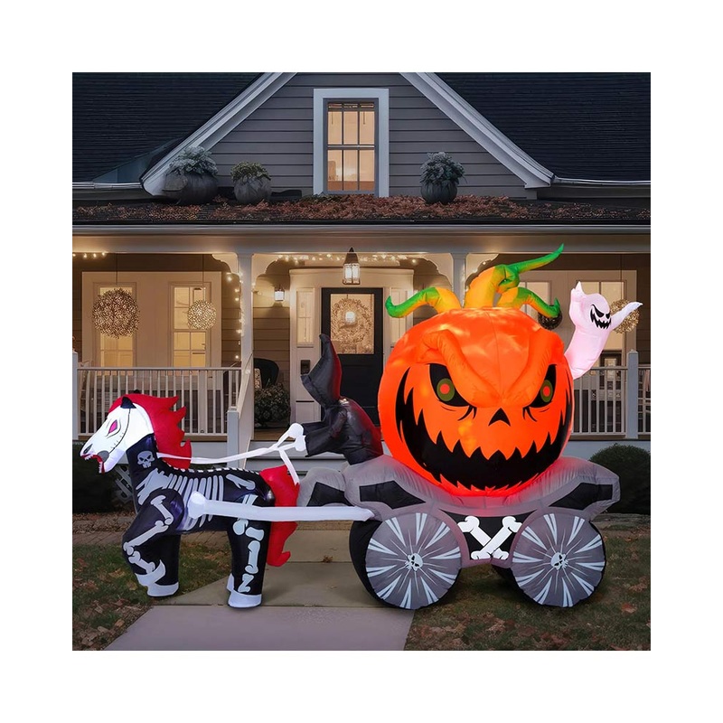 Carriage with LED Lights Halloween Lawn Inflatable 2.4m