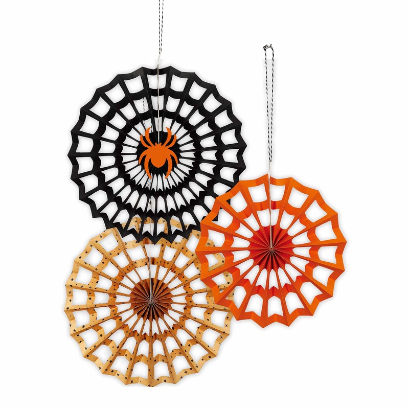 Halloween Fright Night Fan Decorations Pack of 3