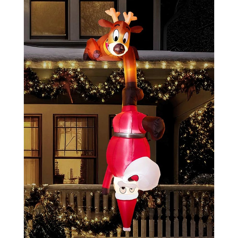 Reindeer and Santa Falling Christmas Hanging Inflatable Decoration 2.3m