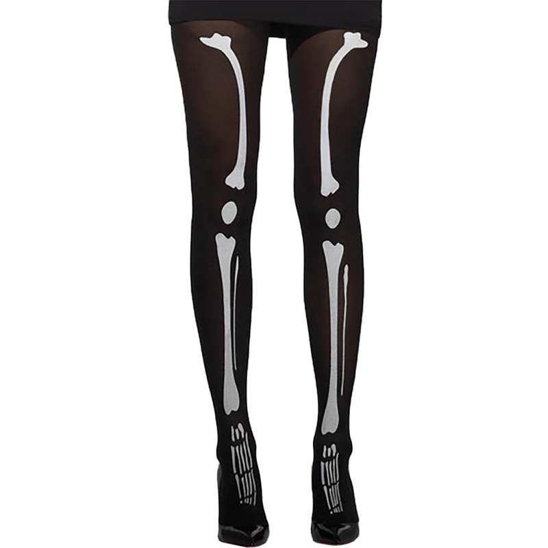 Black Opaque Skeleton Adult Halloween Tights