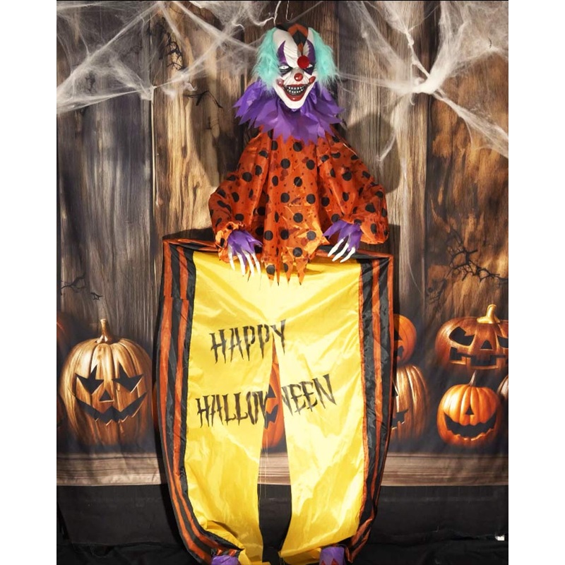 Hanging Clown Curtain Animated Halloween Decoration 2.8m
