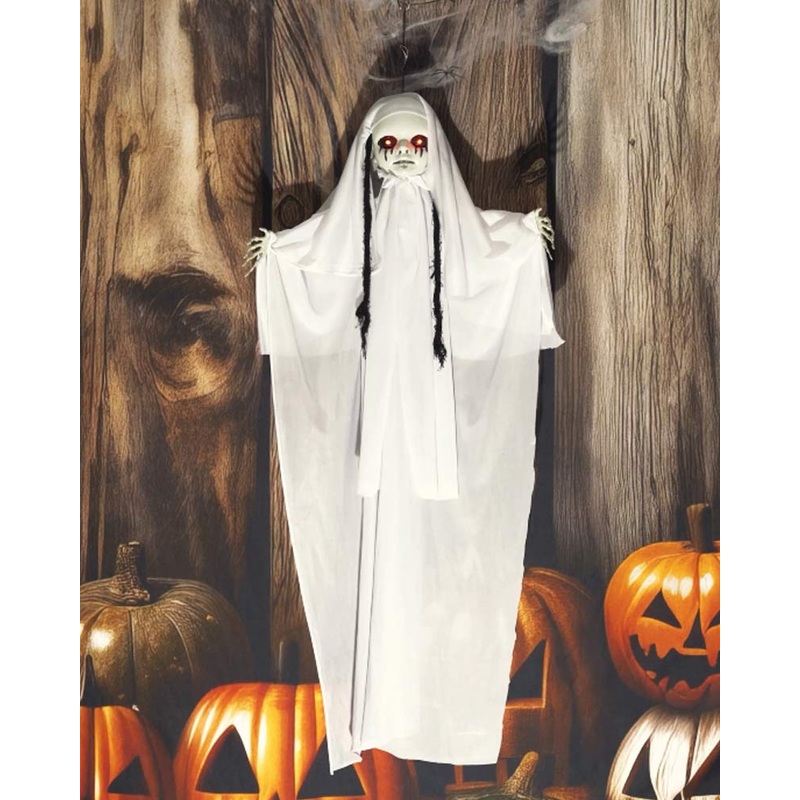Hanging White Skeleton Animated Halloween Decoration 90cm