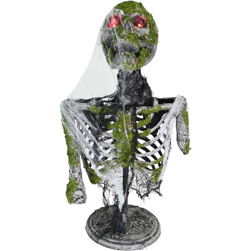 Light Up Mossy Half Skeleton Halloween Decoration 64cm