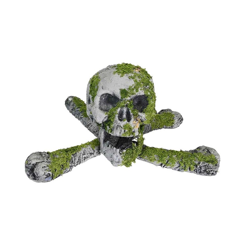 Moss Skull And Bones Halloween Decoration 19cm