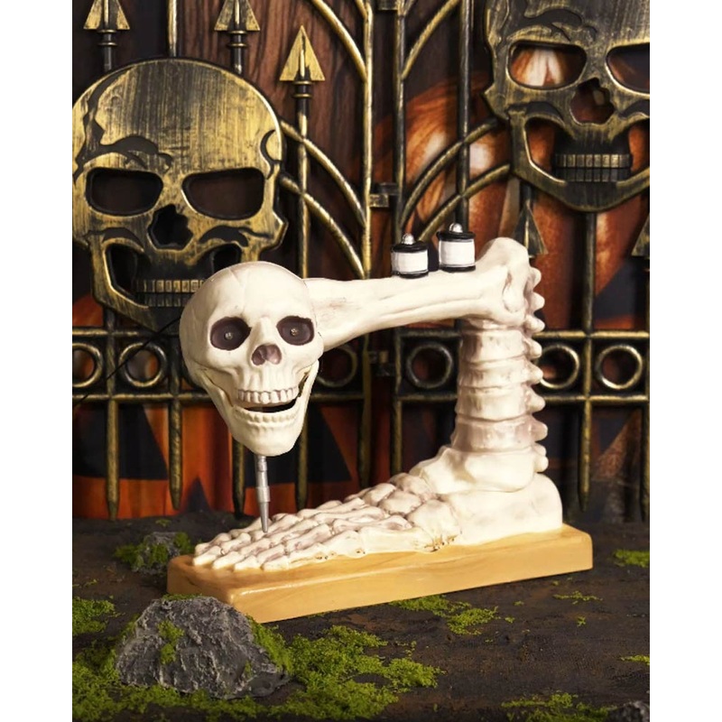 Skeleton Sewing Machine Animated Halloween Decoration 27cm