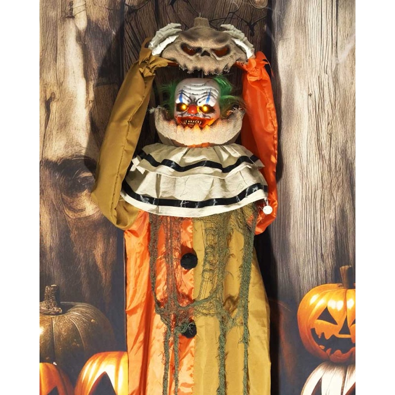 Standing Pumpkin Clown Animated Halloween Decoration 1.7m