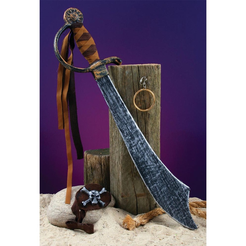 Instant Pirate Eye Patch Earring And Scimitar Set