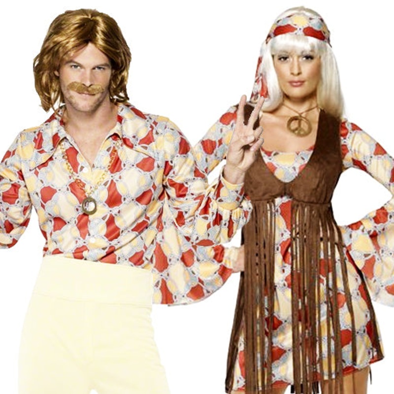 1960s 'Groovy Baby' Costumes|Ladies Groovy Hippie|Large UK 16-18|Small UK 8-10|Medium UK 12-14