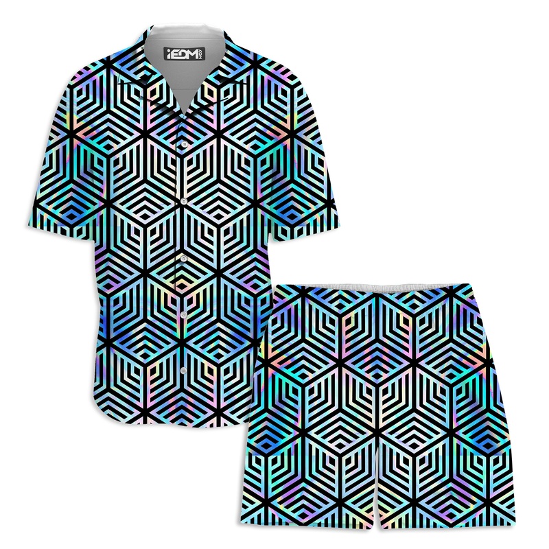 Holographic Hexagon Lounge Shirt and Shorts Combo