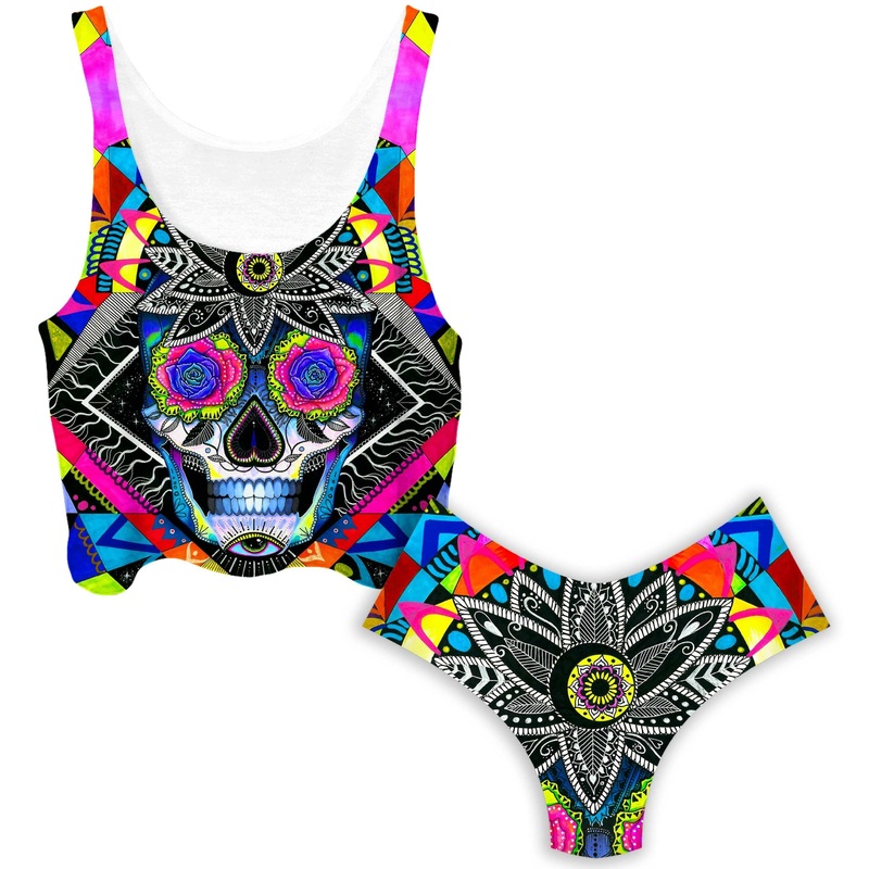Suger Skull Crop Top and Booty Shorts Combo