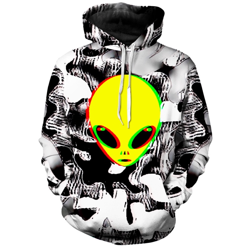 Trippy Alien Unisex Hoodie|X-Small|Small|Medium|Large|X-Large|XX-Large|XXX-Large