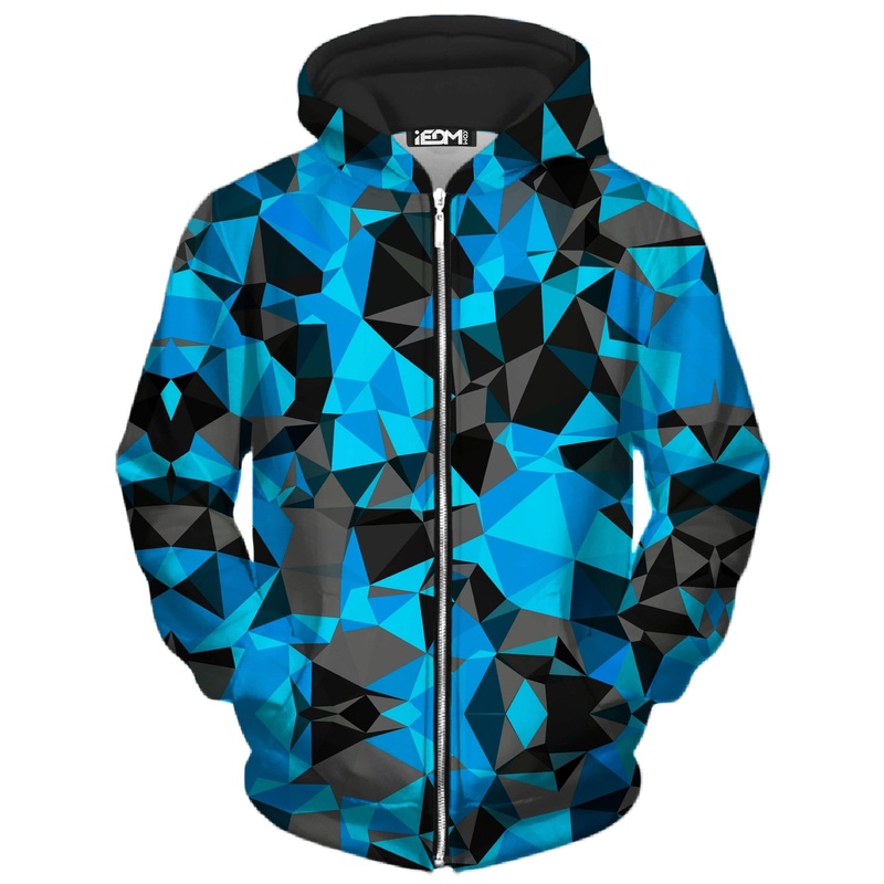 Blue and Black Geo Unisex Zip-Up Hoodie
