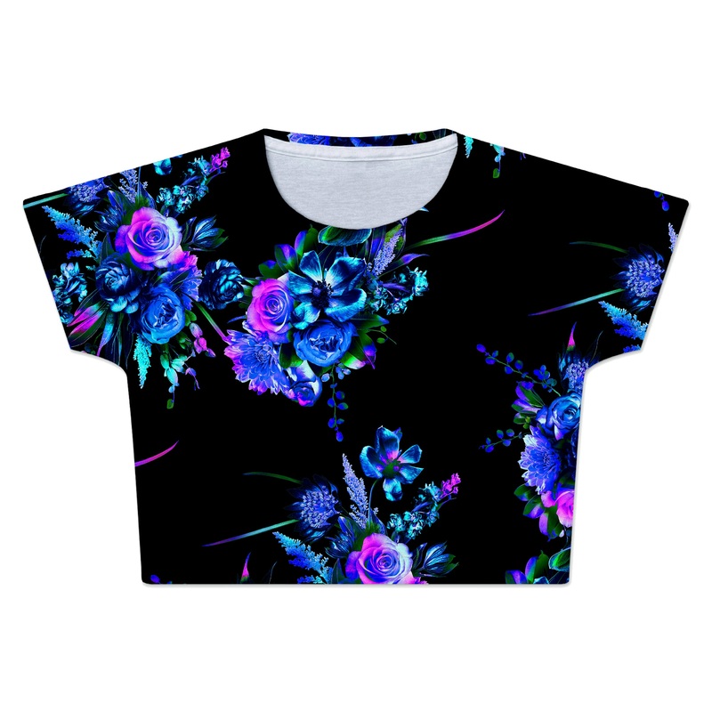 Midnight Garden Crop Tee|X-Small|Small|Medium|Large|X-Large|XX-Large|XXX-Large