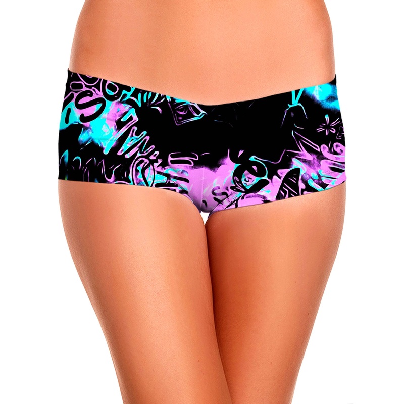 Skull Graffiti Booty Shorts|X-Small|Small|Medium|Large