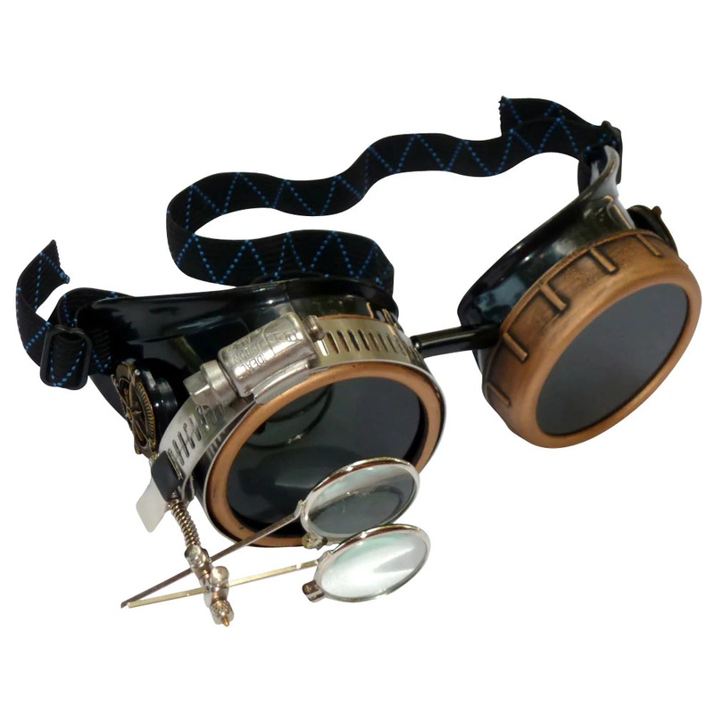 Steampunk Goggles With Magnifying Loupes Black Lenses