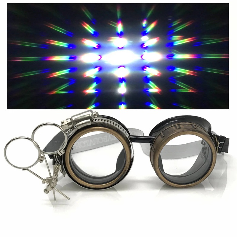 Steampunk Goggles With Magnifying Loupes Crystal Clear Prism Diffraction Lenses